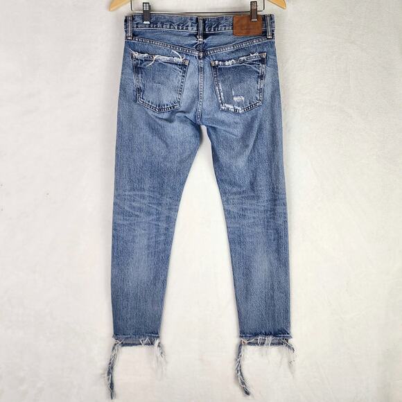 Moussy Vintage Maywood Tapered Jean Women 27 Blue Distressed Denim Button Fly - Picture 2 of 9